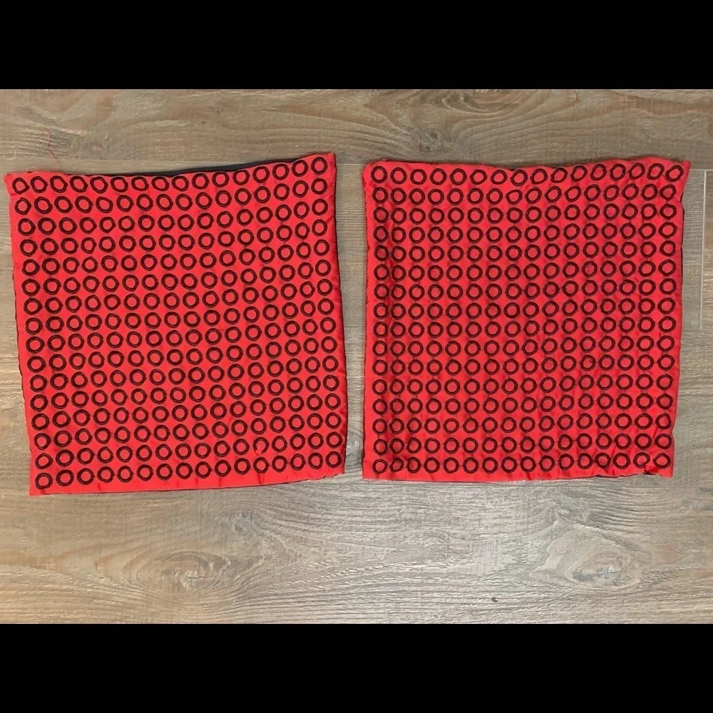 Red and Black Patterned Throw Pillows